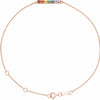Rainbow Multi-Gemstone Bar Bracelet in 14K Rose Gold by Vintage Magnality
