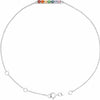 Rainbow Multi-Gemstone Bar Bracelet in 14K White Gold by Vintage Magnality