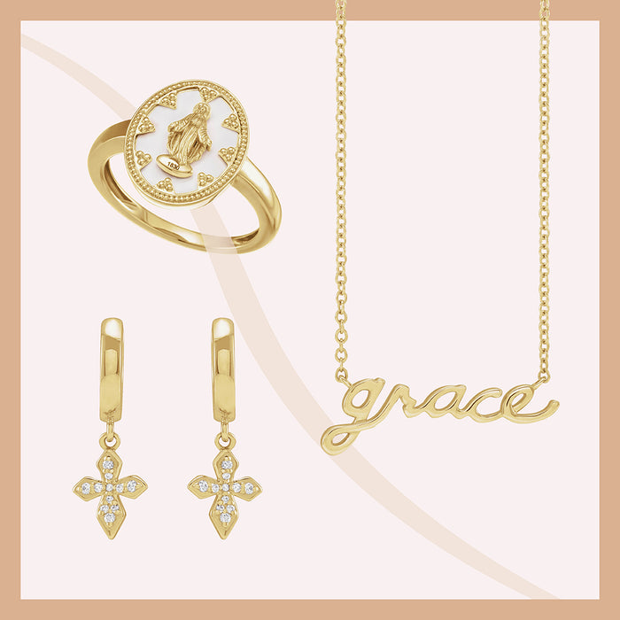 Grace Script 18" Necklace in 14K Yellow Gold 
