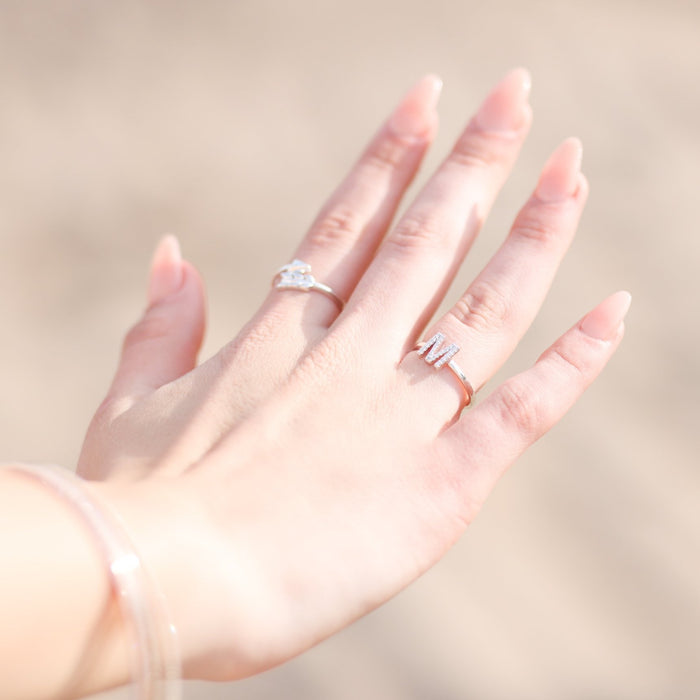 Model wearing Diamond Initial Ring