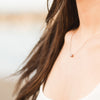 Model wearing diamond pave 6mm ball necklace in 14K Rose Gold Storyteller by Vintage Magnality