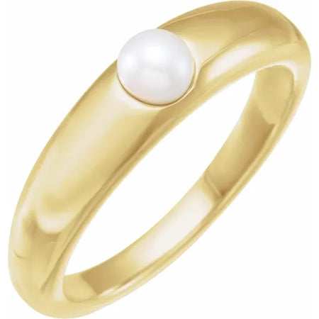 Dome Cultured Akoya Pearl Ring 14K Yellow Gold