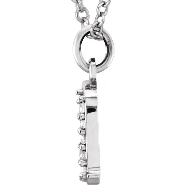 Alphabet Lowercase Initial A Natural Diamond Pendant 16" Necklace in 14K White Gold Side View