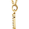 Alphabet Lowercase Initial A Natural Diamond 16" Necklace in 14K Yellow Gold Side View