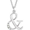 Alphabet Lowercase Initial Ampersand & Symbol Natural Diamond Pendant 16" Necklace in 14K White Gold