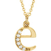 Alphabet Lowercase Initial E Natural Diamond 16" Necklace in 14K Yellow Gold 