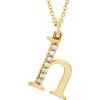 Alphabet Lowercase Initial H Natural Diamond 16" Necklace in 14K Yellow Gold 