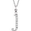 Alphabet Lowercase Initial J Natural Diamond Pendant 16" Necklace in 14K White Gold