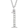 Alphabet Lowercase Initial L Natural Diamond Pendant 16" Necklace in 14K White Gold