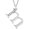 Alphabet Lowercase Initial M Natural Diamond Pendant 16" Necklace in 14K White Gold