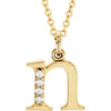 Alphabet Lowercase Initial N Natural Diamond 16" Necklace in 14K Yellow Gold 