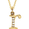 Alphabet Lowercase Initial R Natural Diamond 16" Necklace in 14K Yellow Gold 