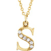 Alphabet Lowercase Initial S Natural Diamond 16" Necklace in 14K Yellow Gold 