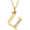 Alphabet Lowercase Initial U Natural Diamond 16" Necklace in 14K Yellow Gold 