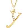 Alphabet Lowercase Initial Y Natural Diamond 16" Necklace in 14K Yellow Gold 