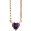 Heart Shaped Natural Amethyst 14K Rose Gold Necklace