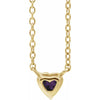 Heart Shaped Natural Amethyst 14K Yellow Gold Necklace