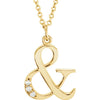 Ampersand And Symbol Natural Diamond 16" Necklace in 14K Yellow Gold 