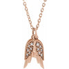 Natural Diamond Angel Wings Charm Necklace and Pendant 14K Rose Gold