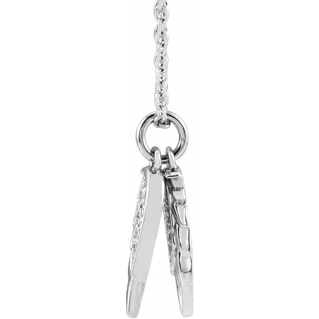 Natural Diamond Angel Wings Charm Necklace and Pendant 14K White Gold or Sterling Silver