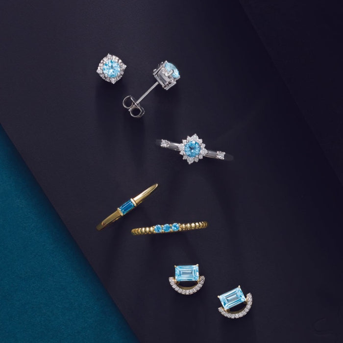 Aquamarine and Diamond Halo Style Stud Earrings