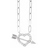 Cupid Heart Arrow 1/8 CTW Natural Diamond 16" Elongated Paperclip Chain Necklace in 14K White Gold or Sterling Silver