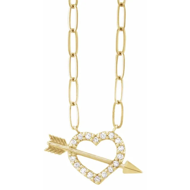 14kt gold full diamond love lock necklace on paperclip chain