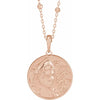 Athena Coin Pendant and or Necklace with Faceted Bead Chain in 14K Rose Gold