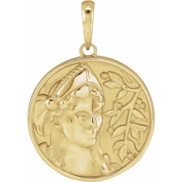Athena Coin Pendant in 14K Yellow Gold