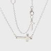 Centered Sideways Natural Diamond Adjustable Cross Necklace 14K White Gold