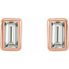 Baguette Bezel Set Natural Diamond Stud Earrings .06 CTW 14K Rose Gold