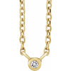 Natural Bezel-Set Diamond 1.5 MM .015 CT Solitaire Adjustable Necklace in Solid 14K Yellow Gold 