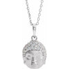 Big Buddha Natural Diamond Necklace 1/8 CTW in 14K White Gold or Sterling Silver