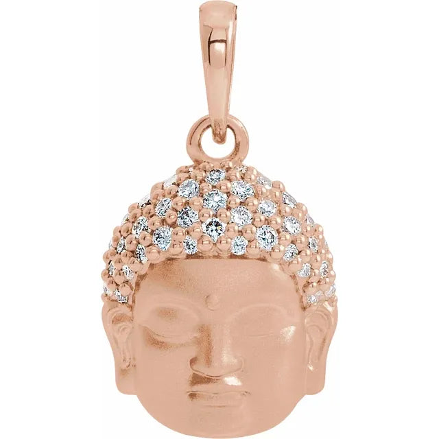 Big Buddha Natural Diamond Pendant Charm 1/8 CTW in 14K Rose Gold 