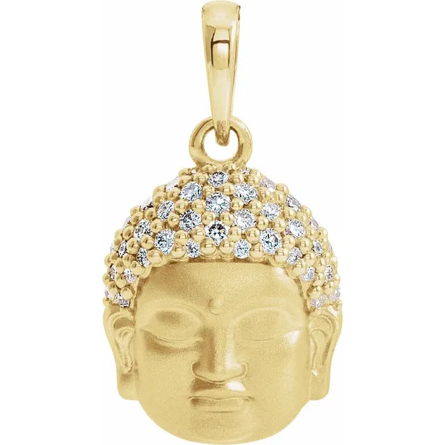 Big Buddha Natural Diamond Pendant Charm 1/8 CTW in 14K Yellow Gold 