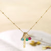 Faceted Bead Solid Gold Chain Necklace with Charms