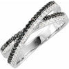 Gabrielle Black and White Natural Diamond 3/8 CTW Criss-Cross Ring in 14K White Gold