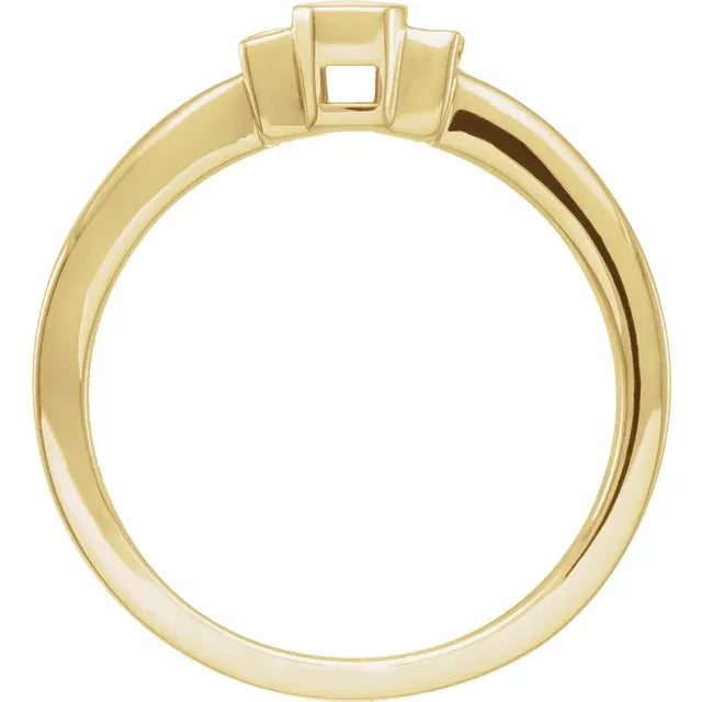 Art Deco Style White Enamel & Natural Diamond Ring in 14K Yellow Gold