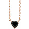 Heart Shaped Natural Black Onyx 14K Rose Gold Necklace