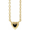 Heart Shaped Natural Black Onyx 14K Yellow Gold Necklace