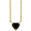Heart Shaped Natural Black Onyx 14K Yellow Gold Necklace