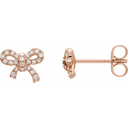 Audrey Natural Diamond Bow Stud Earrings in 14K Rose Gold