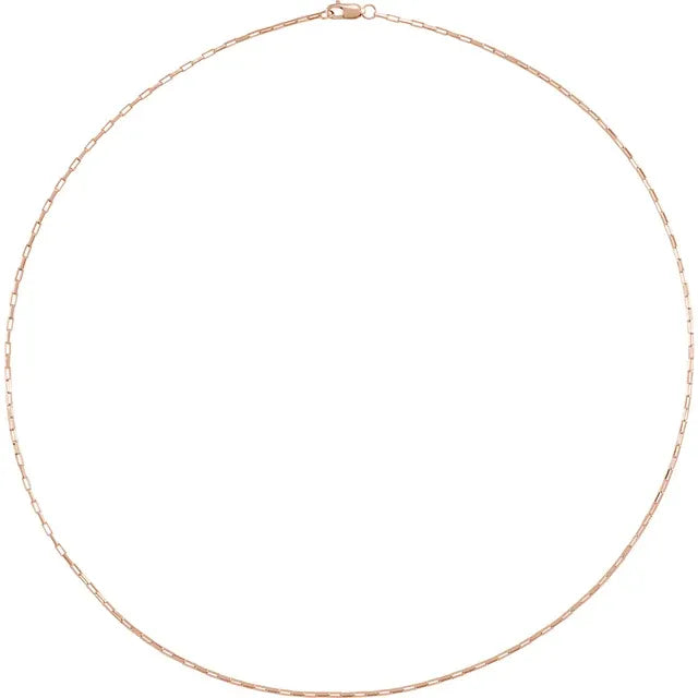 Paperclip Elongated 1.2 MM Elongated Box Chain Bracelet or Necklace Lengths 14K Rose Gold