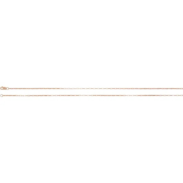 Paperclip Elongated 1.2 MM Elongated Box Chain Bracelet or Necklace Lengths 14K Rose Gold