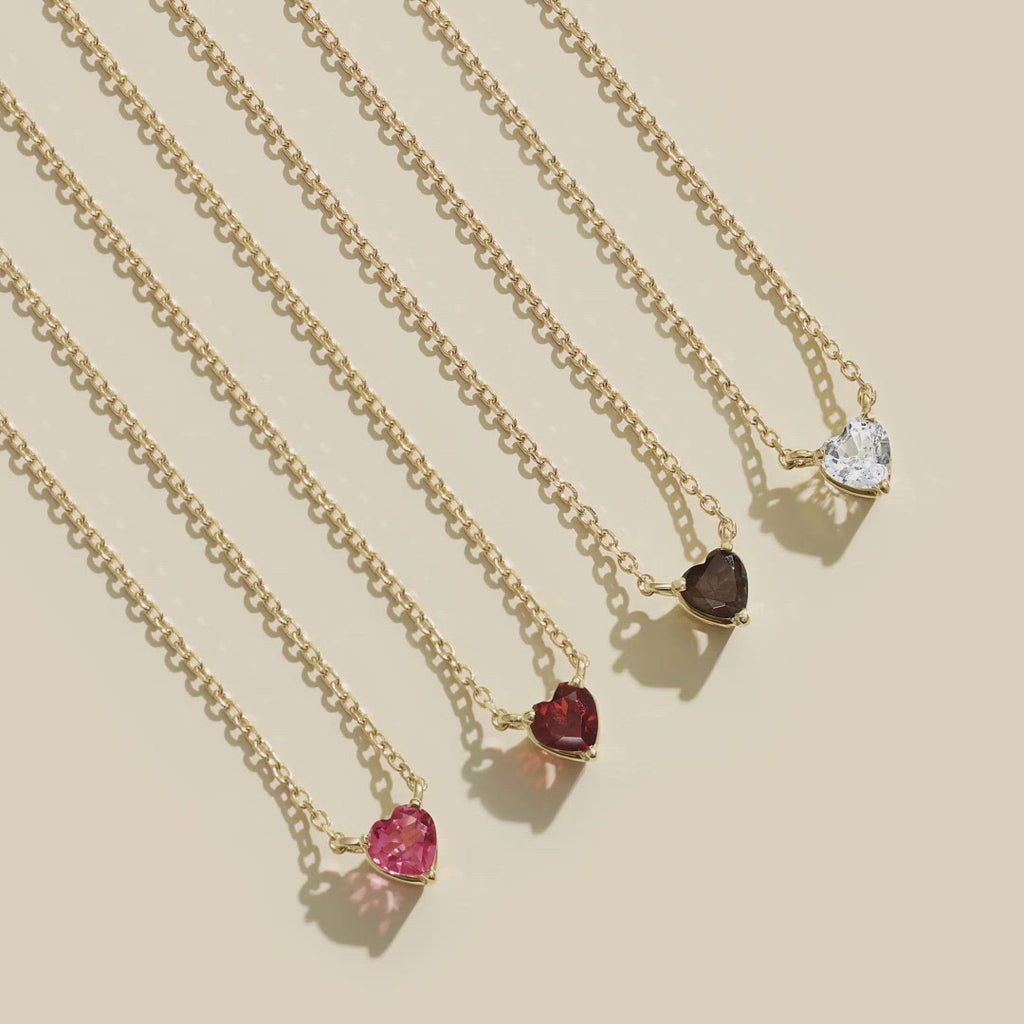 Video of Heart Shaped Gemstone Solid 14K Gold Necklaces