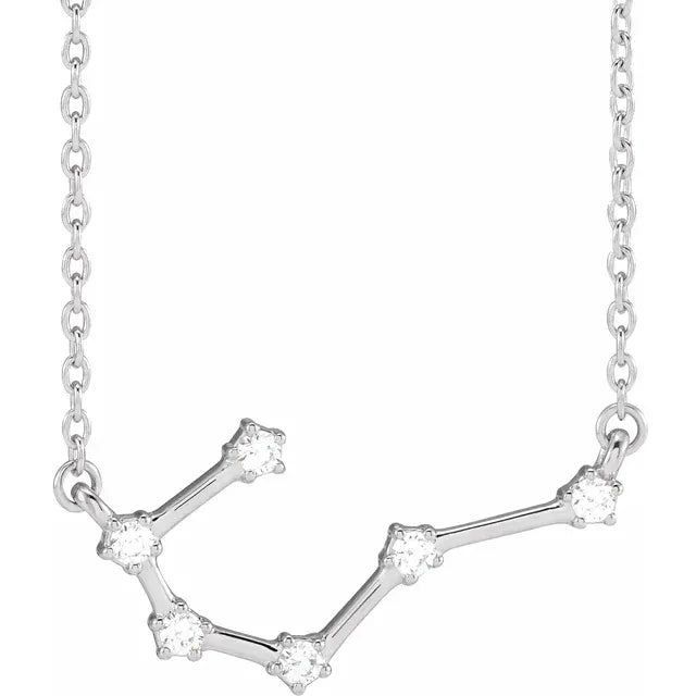 Cancer Zodiac Constellation Natural Diamond Necklace in 14K White Gold