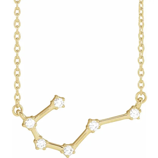 Cancer Zodiac Constellation Natural Diamond Necklace in 14K Yellow Gold
