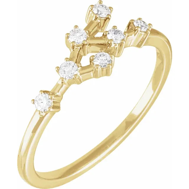 Cancer Constellation Zodiac Natural Diamond Ring in 14K Yellow Gold