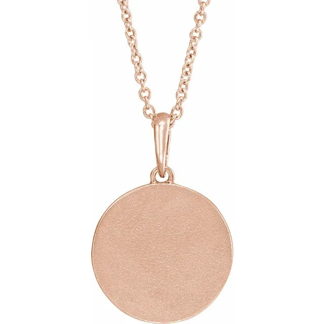 Celestial Dreams Natural Gemstone Coin Pendant Necklace 14K Rose Gold Sideview