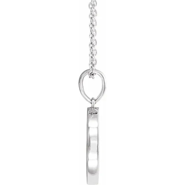 Celestial Dreams Natural Gemstone Coin Pendant Necklace 14K White Gold or Sterling Silver Sideview